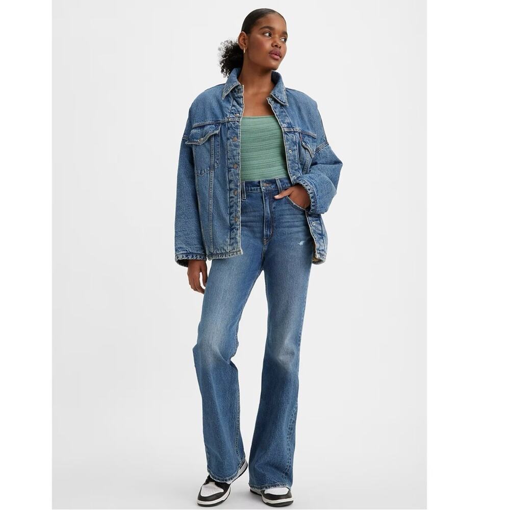 NEW Levi’s 70’s High Rise Flare Premium Jeans Distressed Womens Size W27 L32 - Picture 2 of 9